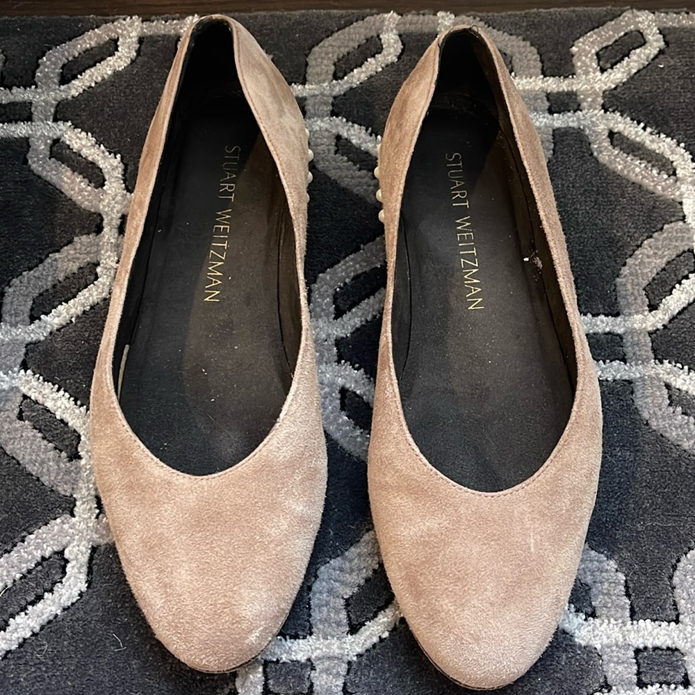 Stuart Weitzman Suede flats with pearl accent